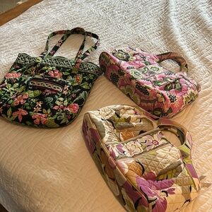 Three Vera Bradley Abby Tote Purses “Portobello Road” and two other styles.